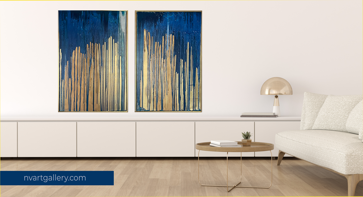 Blue and Gold Abstract